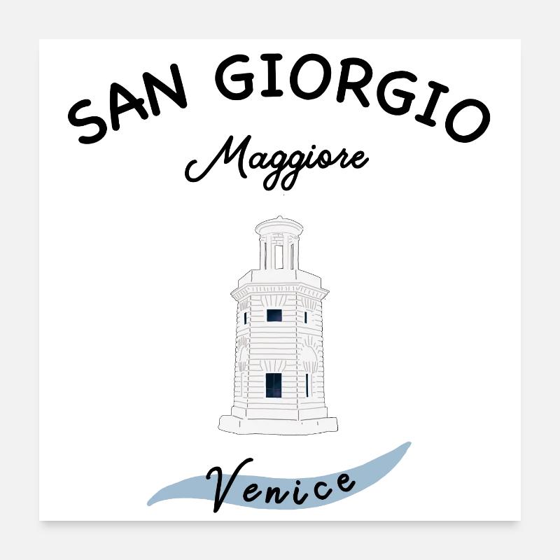 Venedig Leuchtturm, Insel San Giorgio Maggiore - Poster 60x60 cm - Weiß