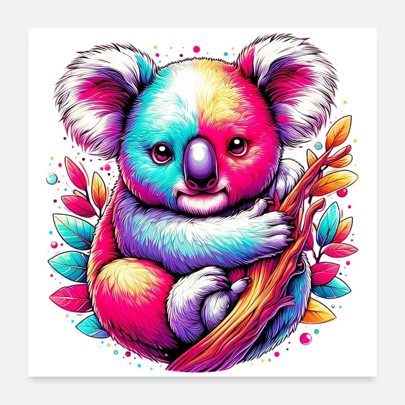 Koala - Poster 60x60 cm - Weiß