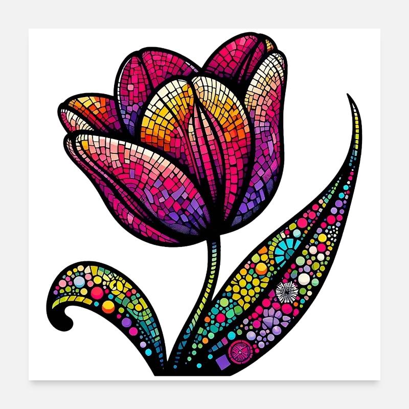 Tulpe - Poster 60x60 cm - Weiß