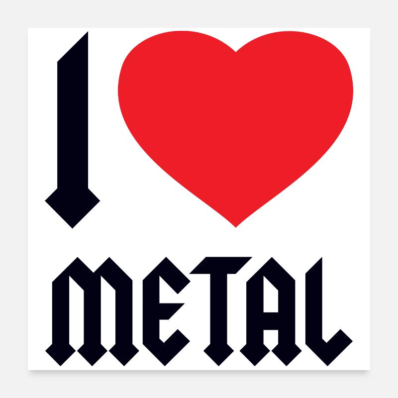 J’ADORE LE MÉTAL - Poster 60 x 60 cm - blanc