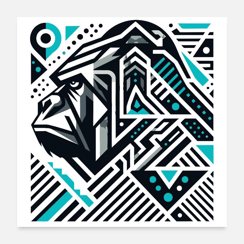 Abstrait Animal Gorille 1 Poster 60 x 60 cm