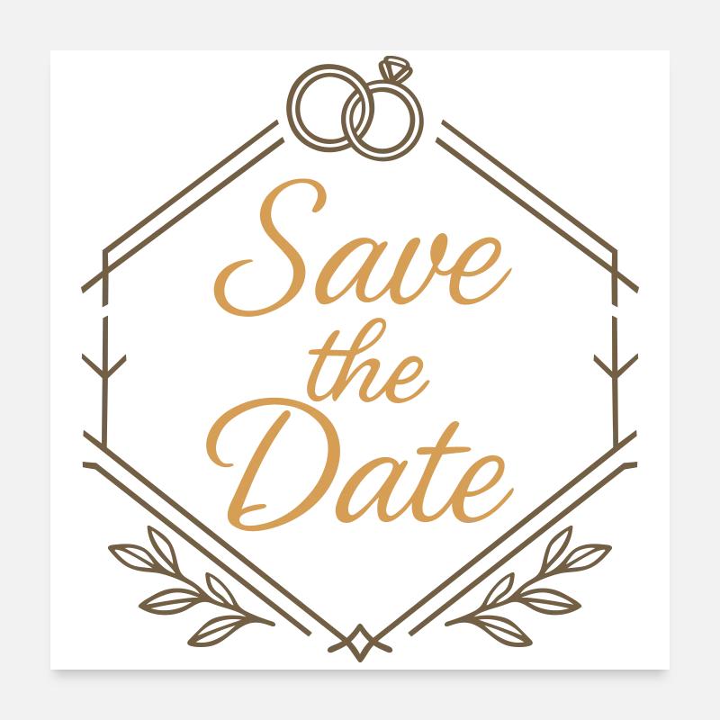 Save the Date Wreath with Rings 2025 Poster 24" x 24" (60x60 cm)