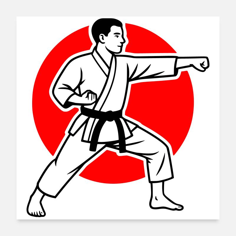 Karate Oi-Zuki - Poster 60x60 cm - Weiß