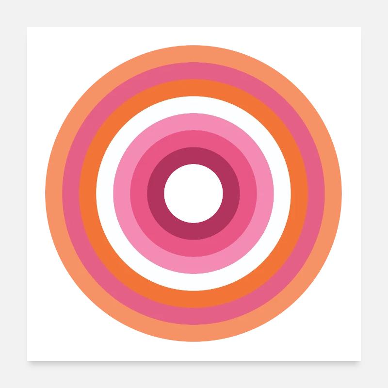 Palette Concentric Ring Lesbienne LGBTQ - Poster 60 x 60 cm - blanc