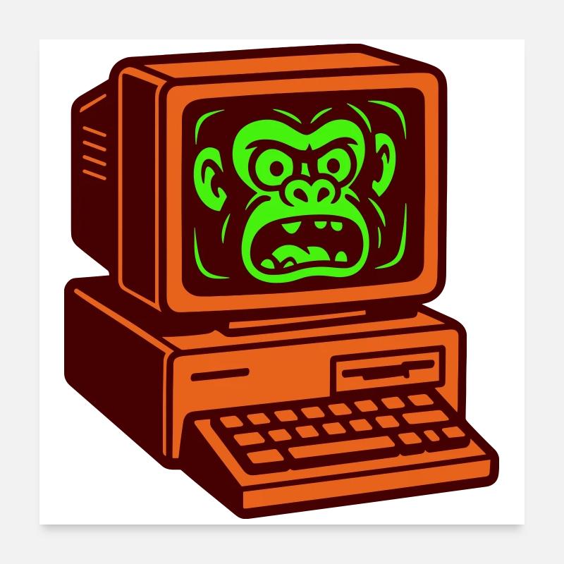 Computer-Affe Poster 60x60 cm