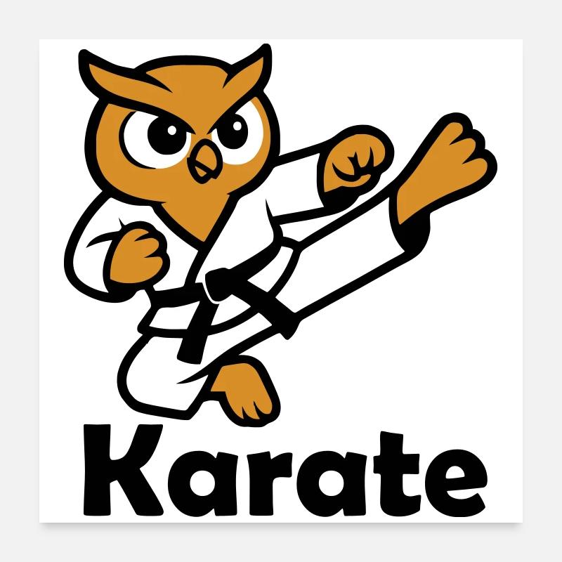 Hibou de karaté Poster 60 x 60 cm