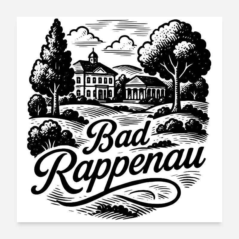 Bad Rappenau – Kurstadt Illustration Logo Poster 60x60 cm