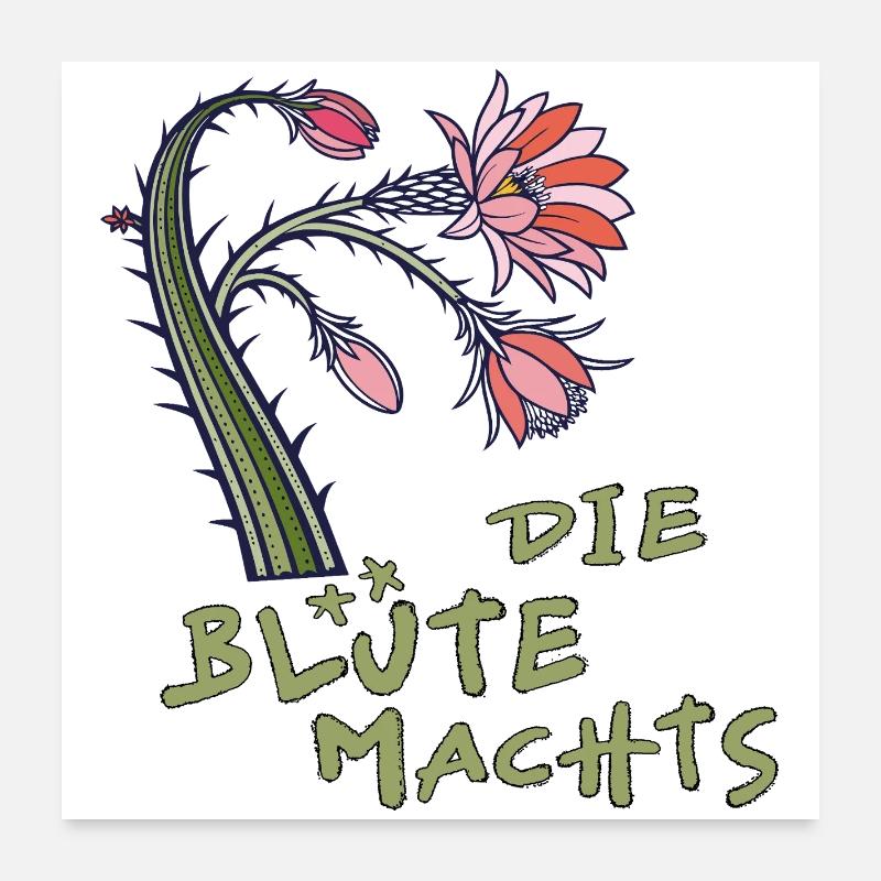 Cactus avec fleur et dicton Poster 60 x 60 cm