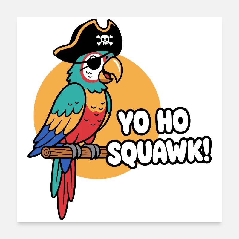 Bunter Papageienpirat Squawk Poster 60x60 cm