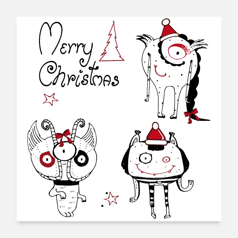 Monstres de Noël Poster 60 x 60 cm