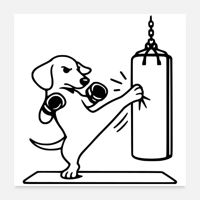 kickboxen boxen hund dackel Poster 60x60 cm