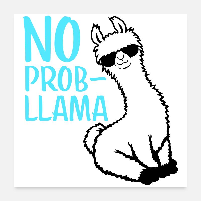 No Prob Lama Cool Sonnenbrille Sitzend Problama Poster 60x60 cm