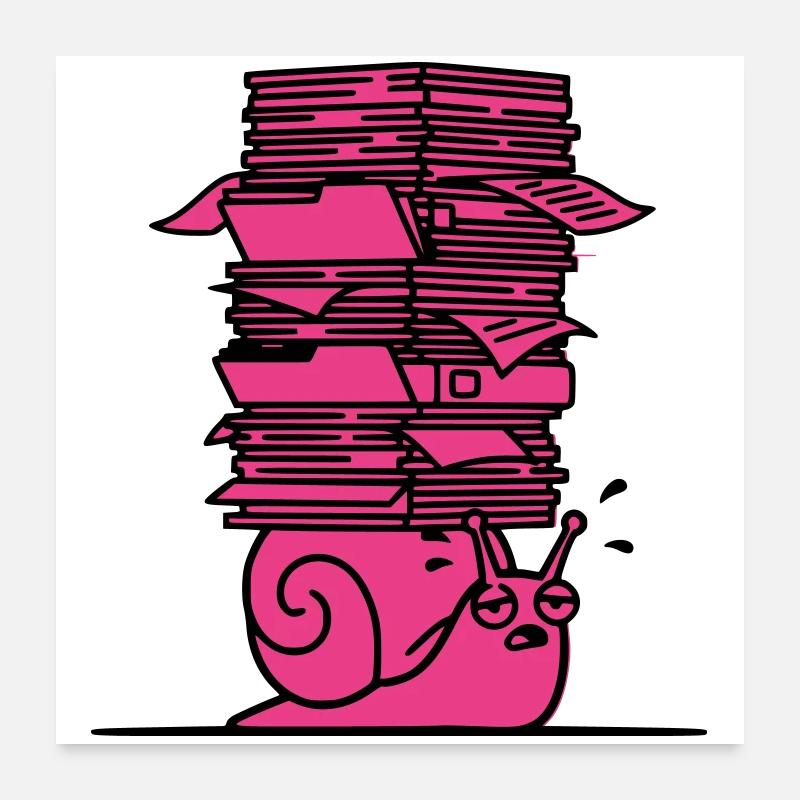 Snail Files Office Colorful Poster 24" x 24" (60x60 cm)