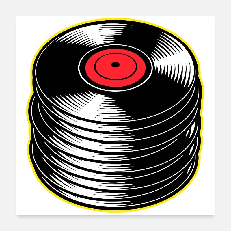 Vinyl Albums Stack Poster 24" x 24" (60x60 cm)