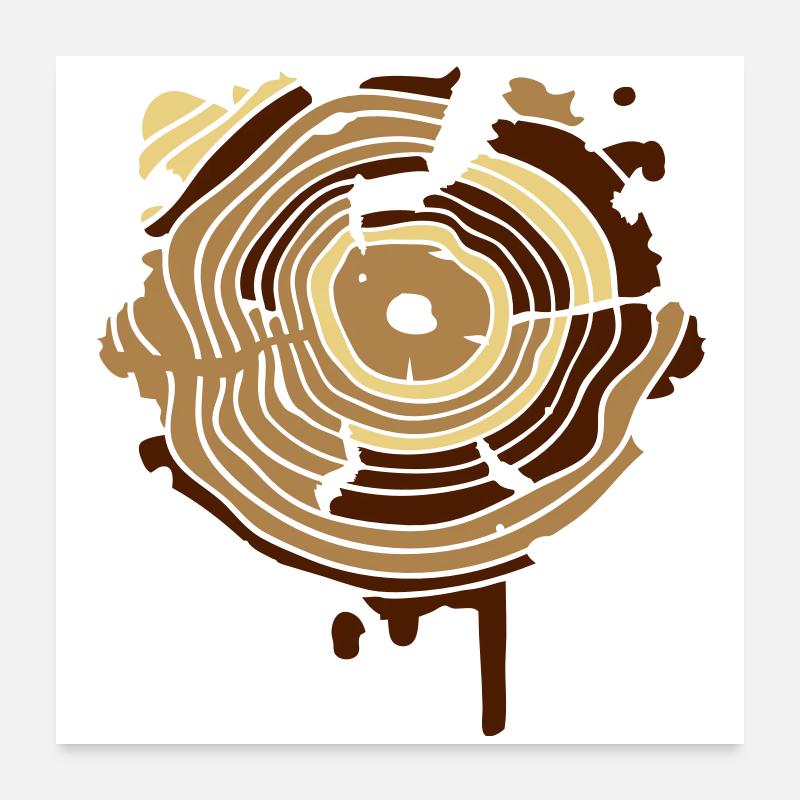 Les cernes d'un arbre comme un graffiti - Poster 60 x 60 cm - blanc