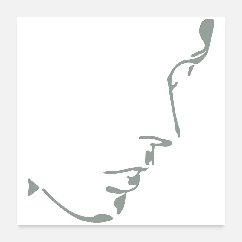 girl face, light and shadow - Poster 60x60 cm - Weiß
