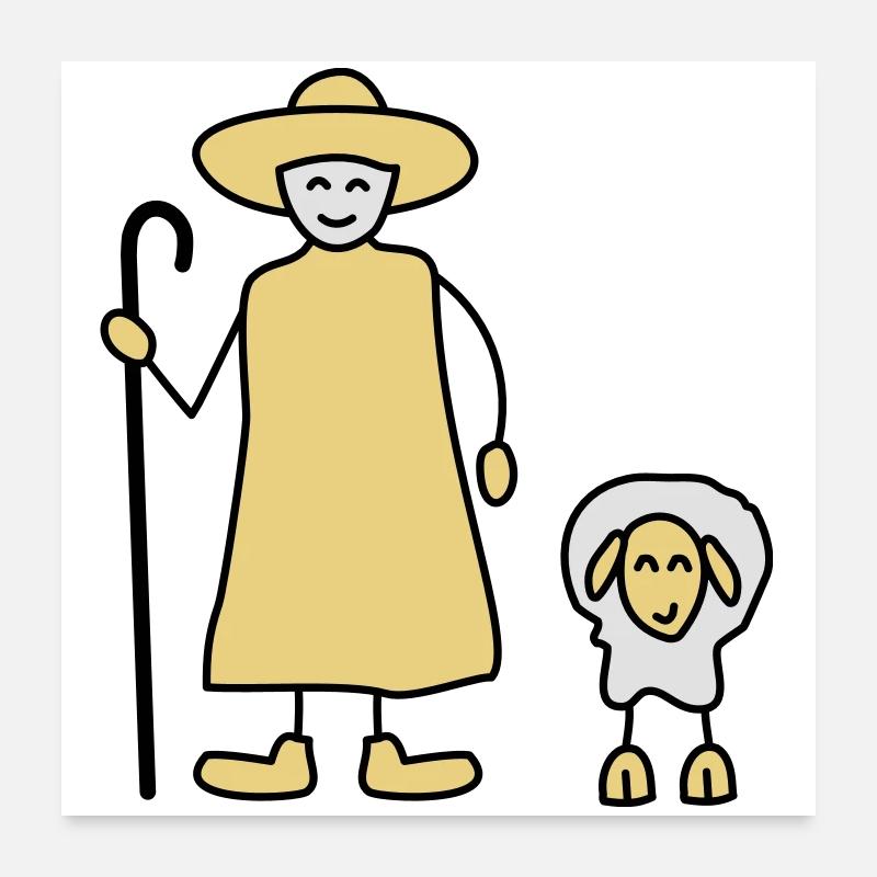 moutons - Poster 60 x 60 cm - blanc