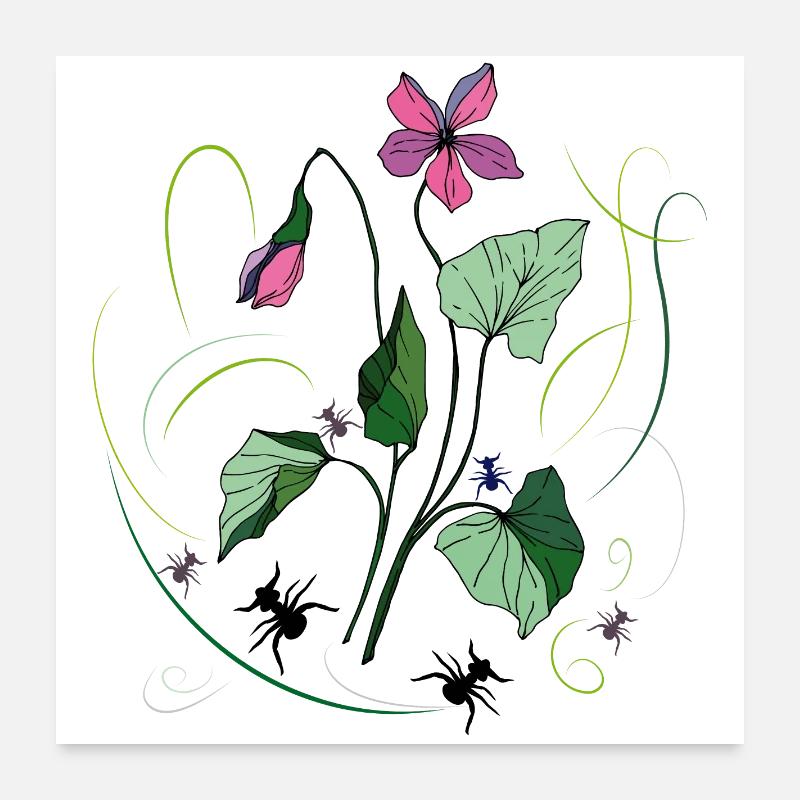 Blume mit Ameisen Poster 60x60 cm