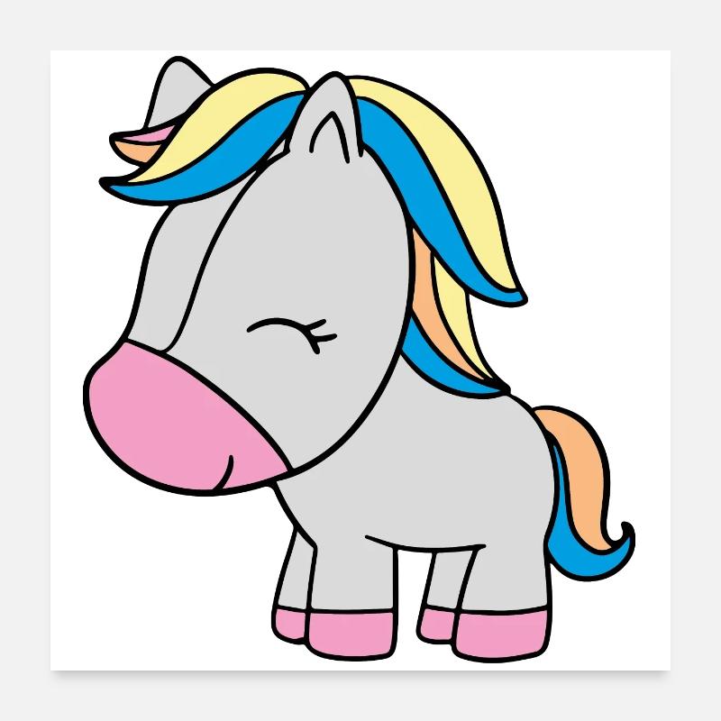 kleines Einhorn - Poster 60x60 cm - Weiß
