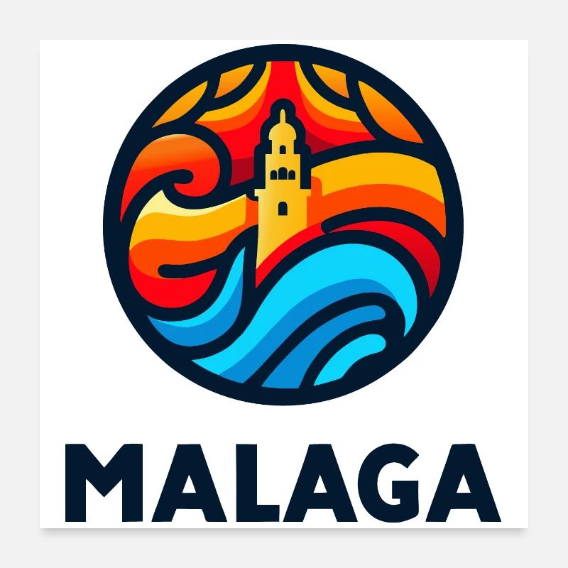 Málaga 3 - Poster 60x60 cm - Weiß