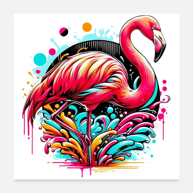 Flamant Poster 60 x 60 cm