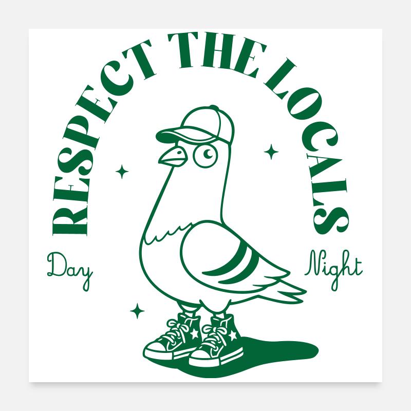 Vogel Sneaker Mascot mit Cap Poster 60x60 cm