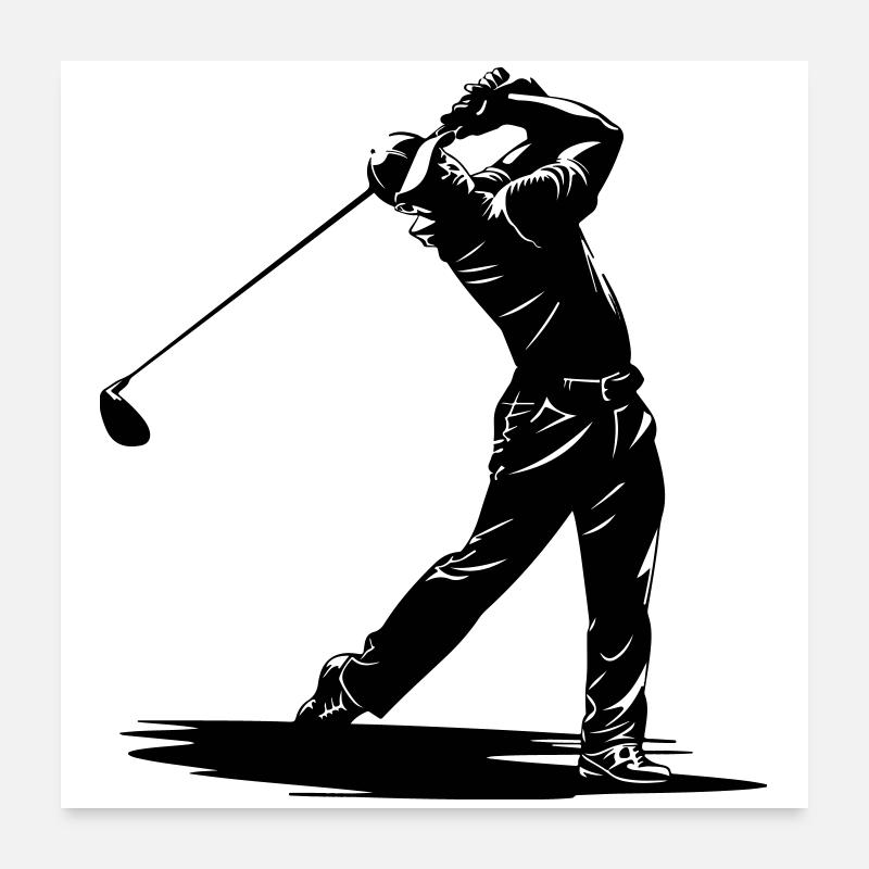 Golfer Swing Silhouette Poster 60x60 cm