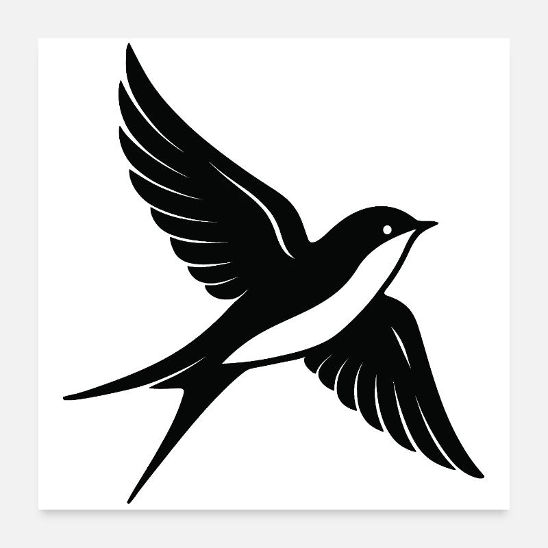 Lila Schwalbe im minimalistischen Flug Poster 60x60 cm