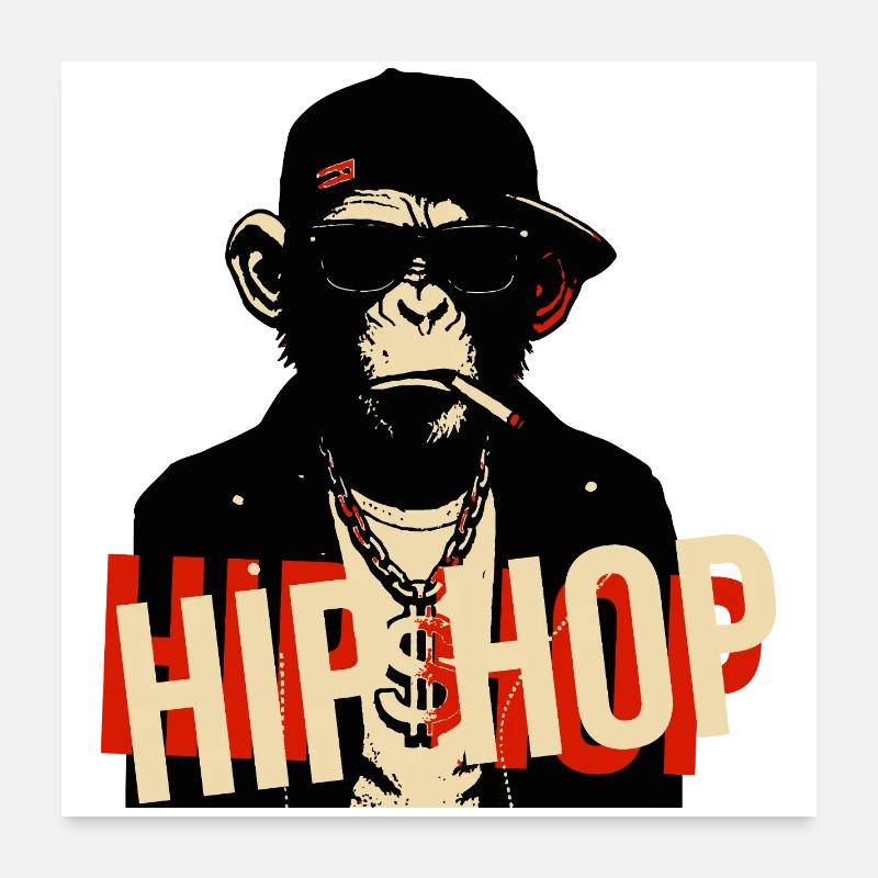 Hip Hop Chimp Bling Icon Poster 24" x 24" (60x60 cm)