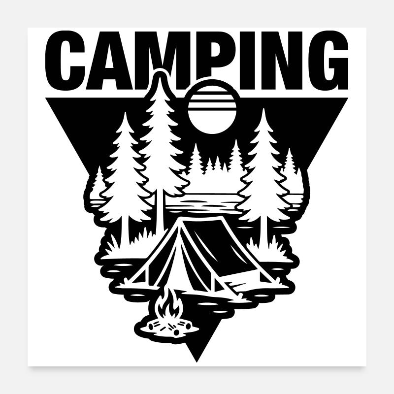 Camping sous tente Symbole de la nature Poster 60 x 60 cm