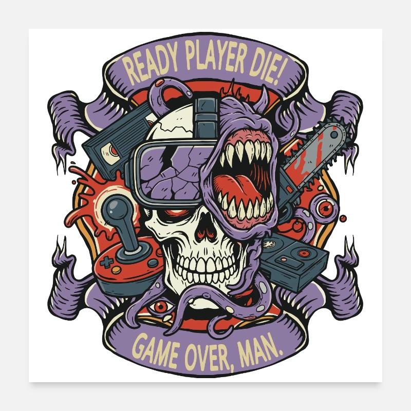 Ready Player Die Schädel Poster 60x60 cm