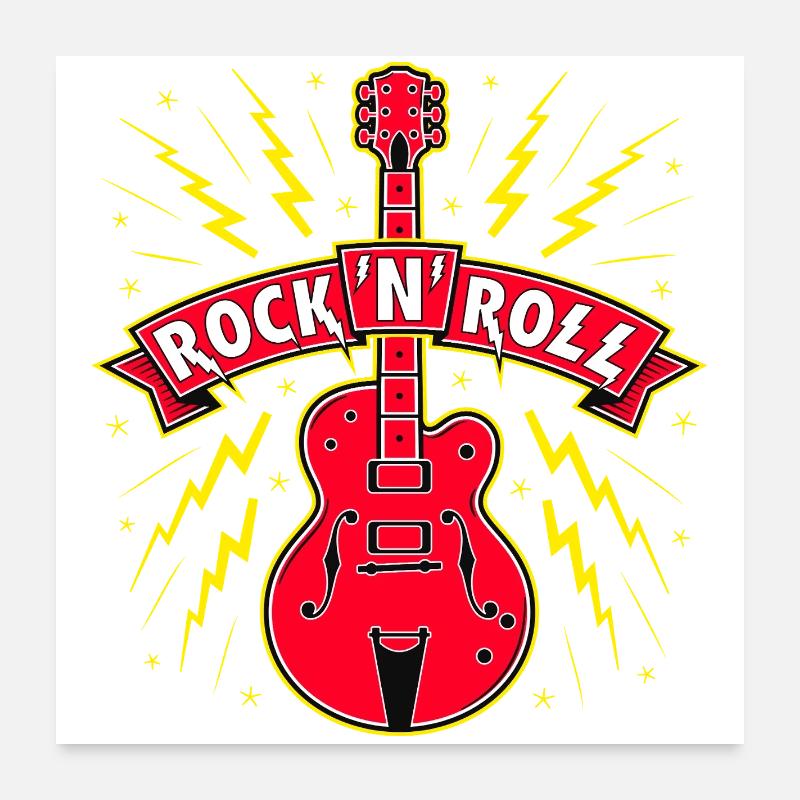 Guitar Rock 'N' Roll Banner Poster 60x60 cm