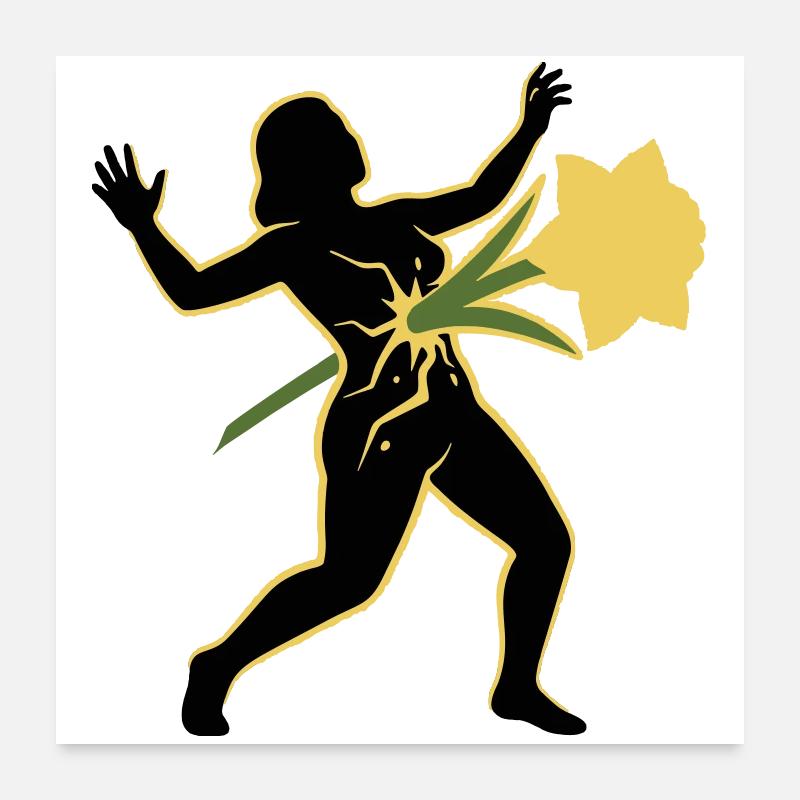 Danse de la Silhouette avec la Fleur Poster 60 x 60 cm