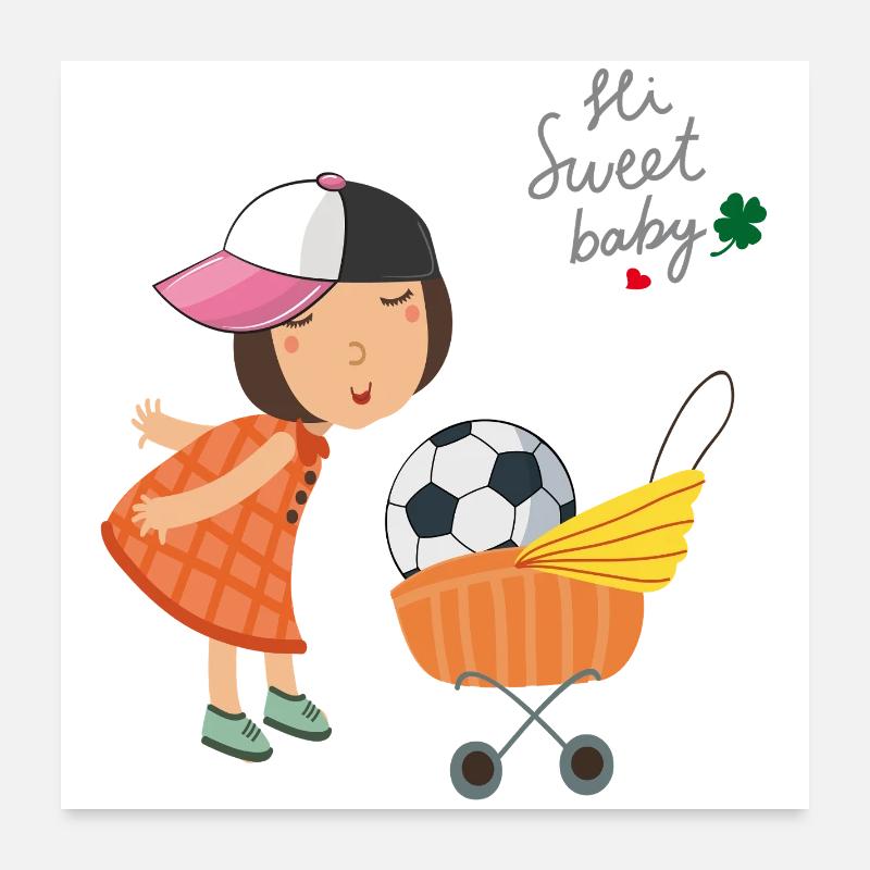 Kleines Mädchen mit Fußball Poster 60x60 cm