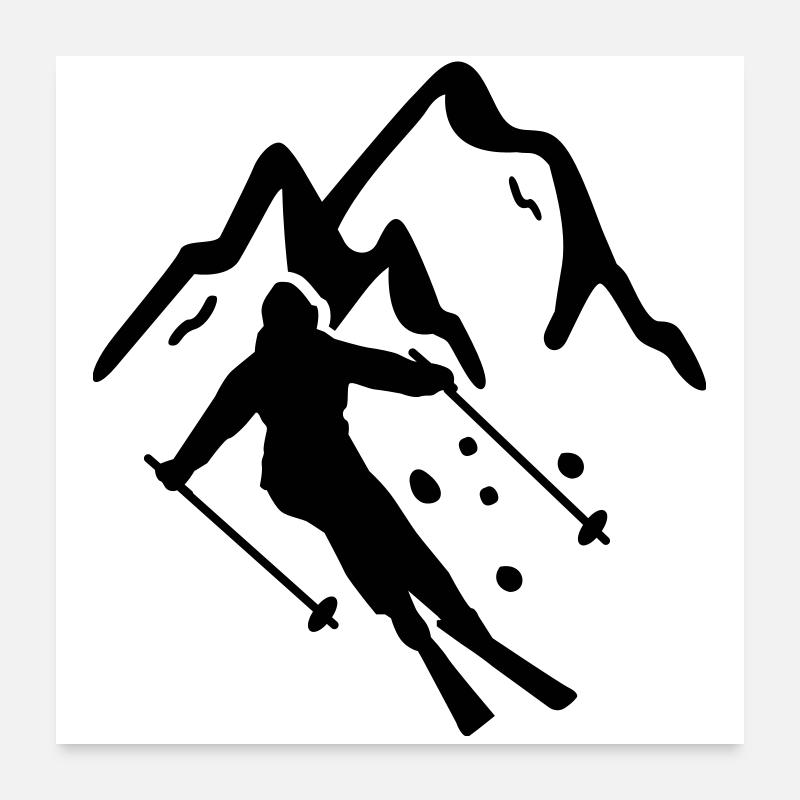 Skifahren - Poster 60x60 cm - Weiß