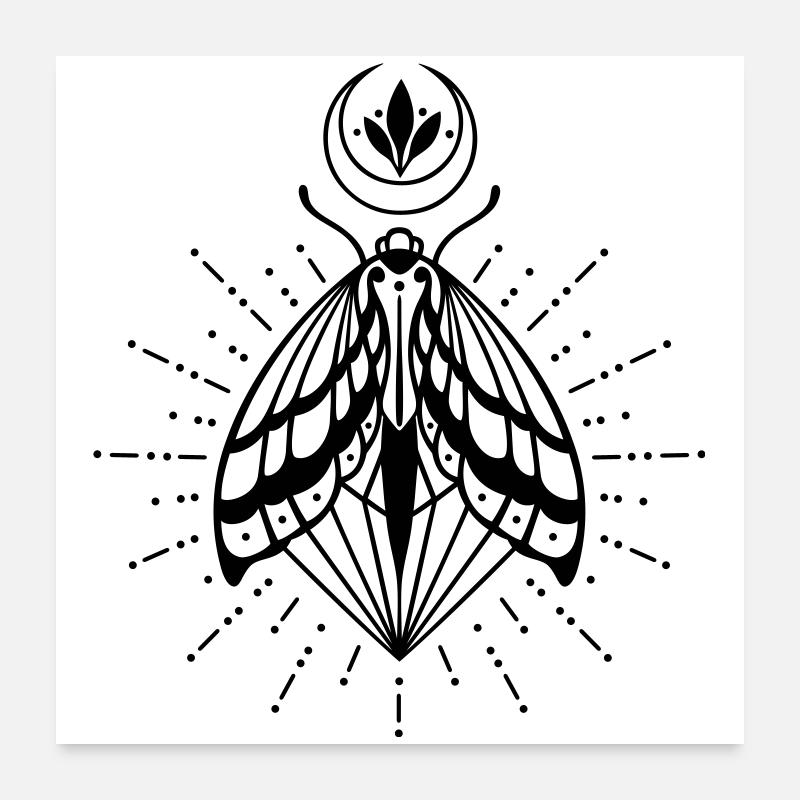 Papillon lune cristal diamant luciole Poster 60 x 60 cm