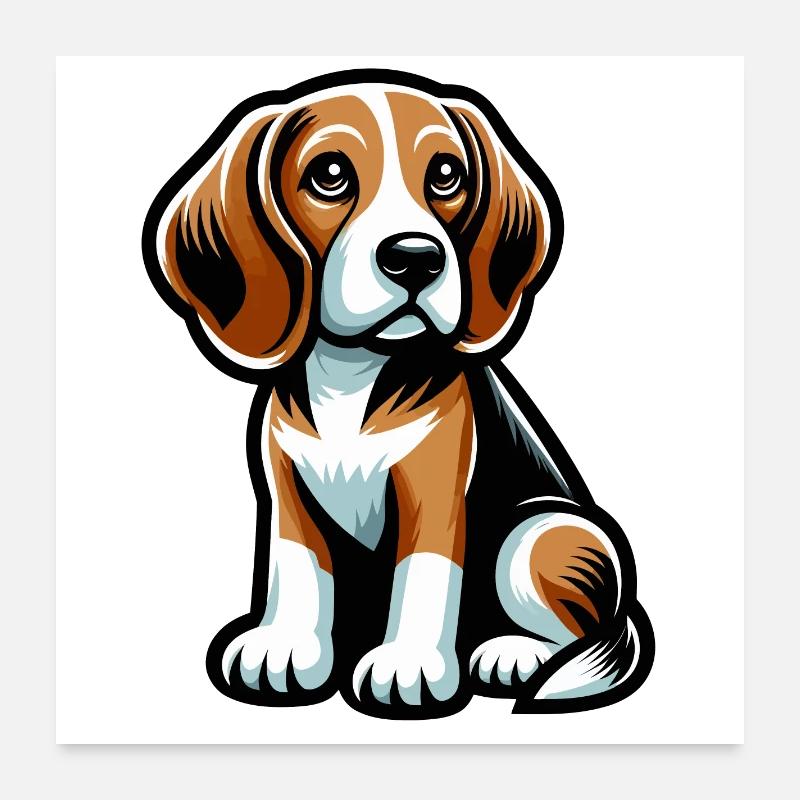 Beagle cartoon Chien mignon Poster 60 x 60 cm