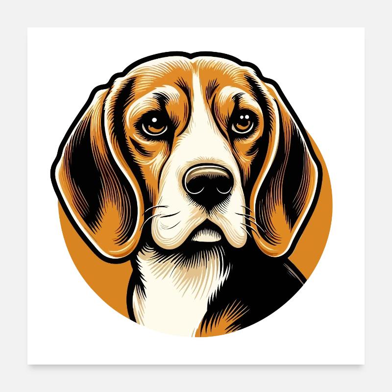 Beagle Hundekopf Poster 60x60 cm