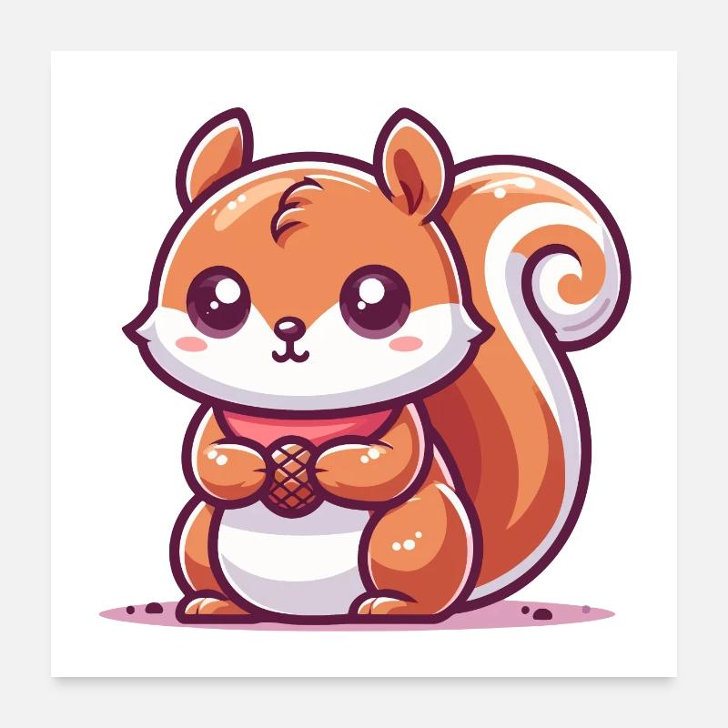 Eichhörnchen mit einem Samen Poster 60x60 cm