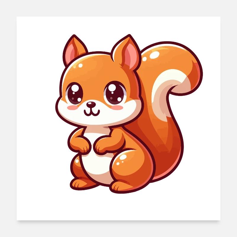 Kawaii Eichhörnchen Poster 60x60 cm