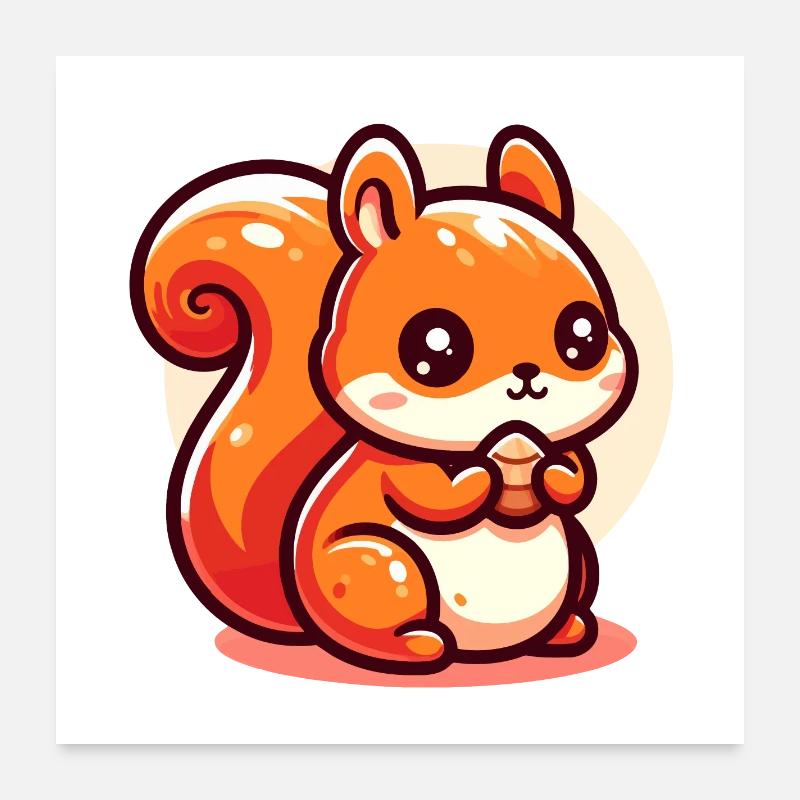 Süßes Eichhörnchen frisst einen Samen Poster 60x60 cm