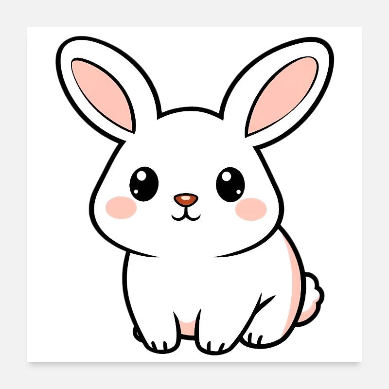 Lapin blanc Poster 60 x 60 cm
