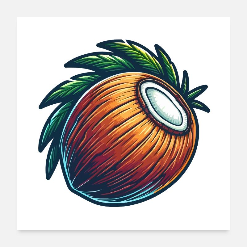 Noix Fruit Tropical Illustration Poster 60 x 60 cm