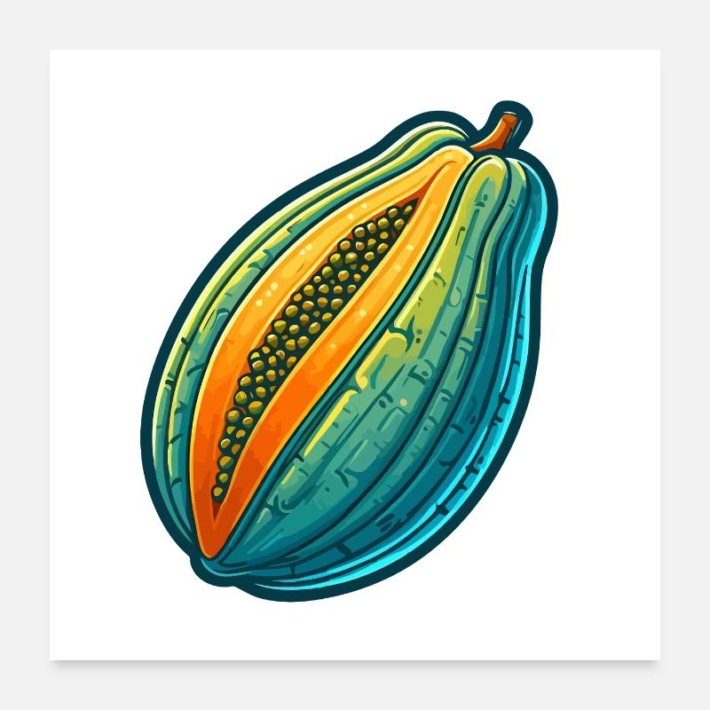 Illustration de Papaye Colorée Tripartite Poster 60 x 60 cm