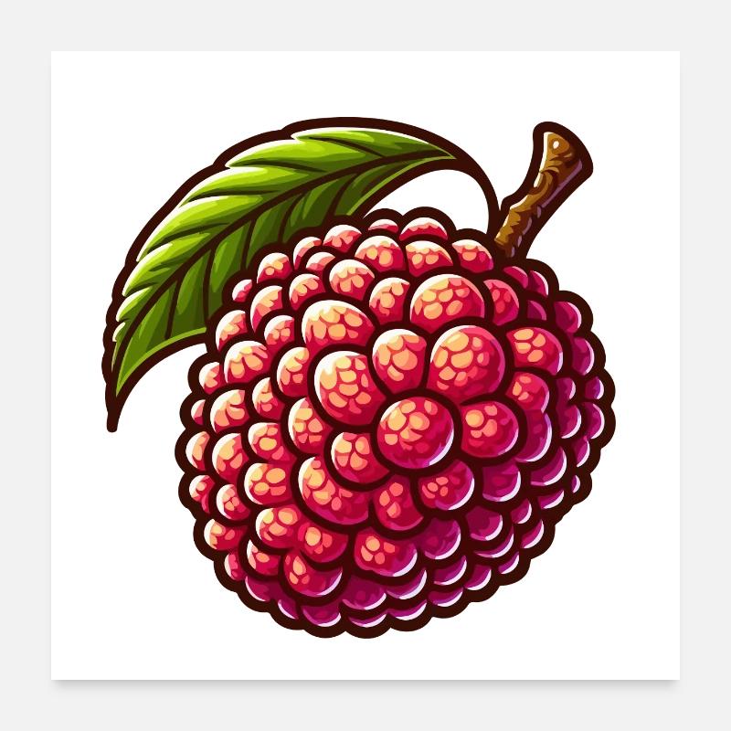 Vibrant lychee in illustrative style Poster 24" x 24" (60x60 cm)