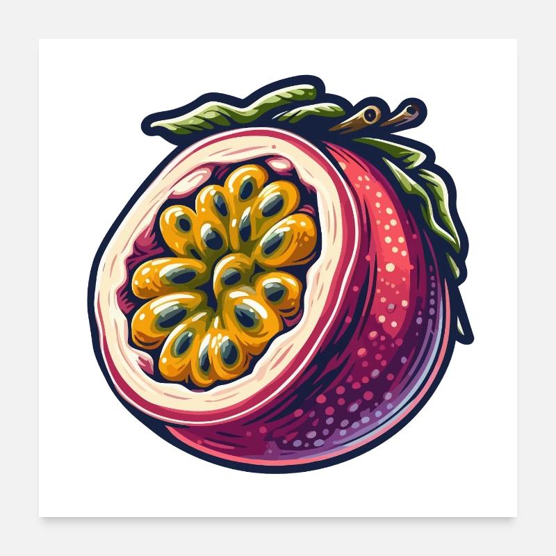 Passionsfrucht Bunte Illustration Poster 60x60 cm