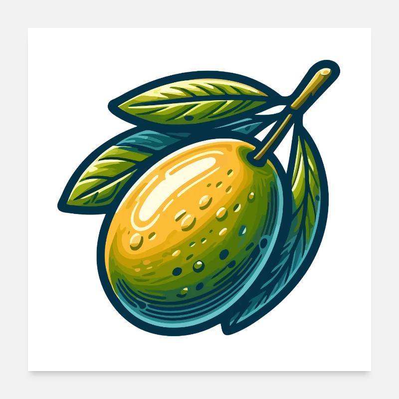 Olive Stylisé Vert Jaune Poster 60 x 60 cm