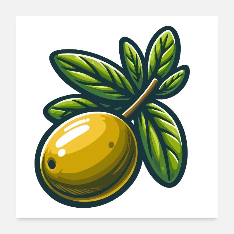 Illustration de Olives Vertes Poster 60 x 60 cm