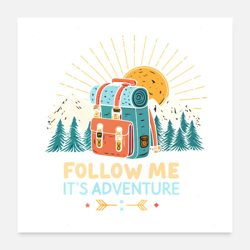 Backpack Hiking Adventure Poster 24" x 24" (60x60 cm)