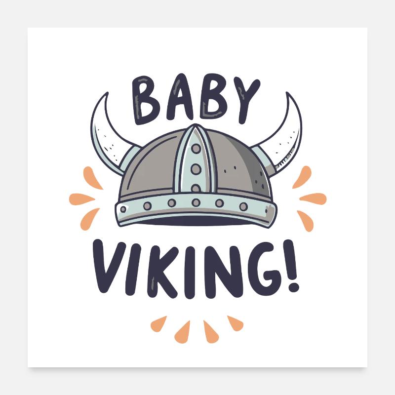 Baby Wikinger Held Helm Poster 60x60 cm